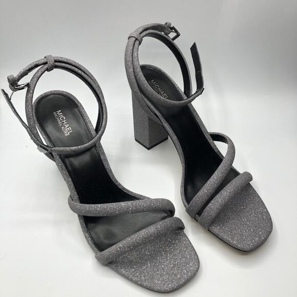 Michael Kors Women Hazel Ankle Strap Pixie Shimmer Heel Anthracite 11 NWT - Picture 1 of 9